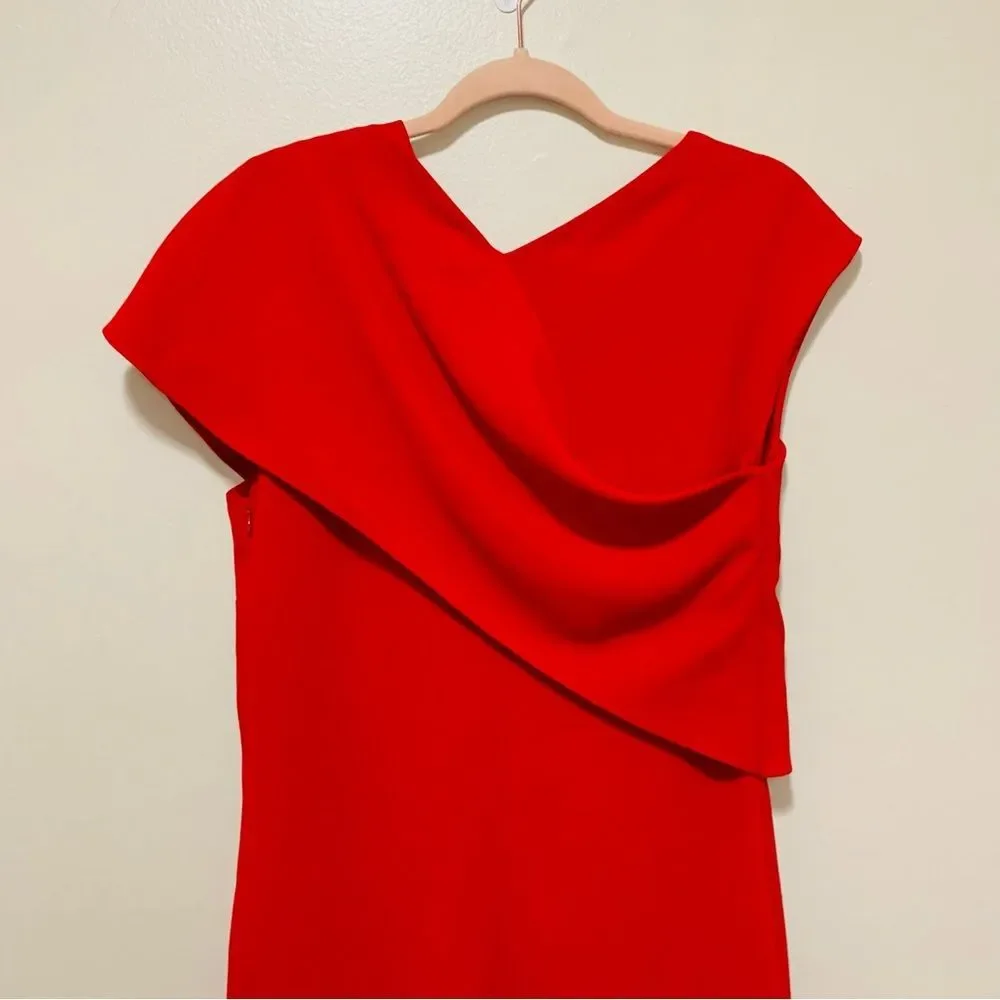 Ralph Lauren Collection Purple Label Red Crepe asymmetric Overlay dress size 10